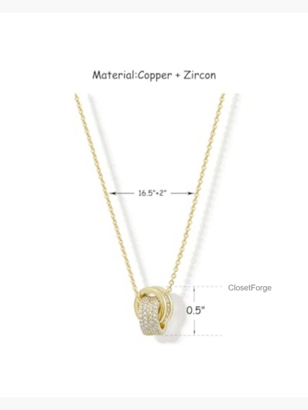 14K Gold Plated Cubic Zirconia Dainty Pendant Necklace, Minimalist Daily Wear - Picture 6 of 7
